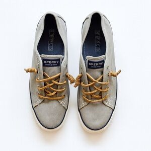 Sperry Top Sider Seacoast Charcoal Light Grey Canvas Boat Shoes❤️